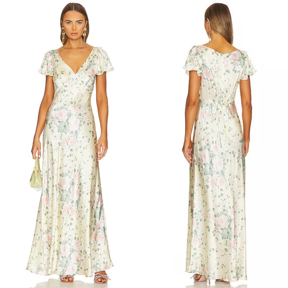 Selkie Floral Maxi Dress - Cream and Pink